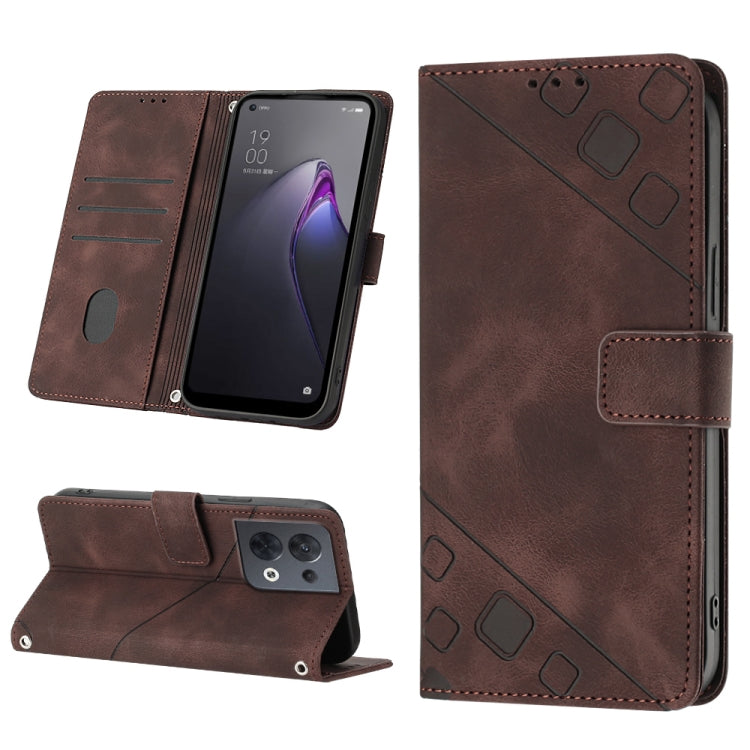 Skin-feel Embossed Leather Phone Case, For OPPO Reno7 5G Foreign / Find X5 Lite, For OPPO Reno8 5G, For OPPO Reno8 Pro 5G