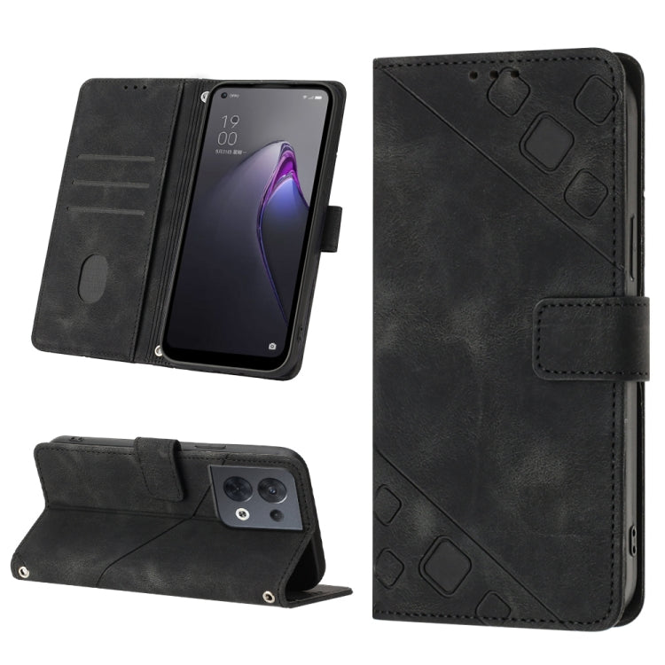 Skin-feel Embossed Leather Phone Case, For OPPO Reno7 5G Foreign / Find X5 Lite, For OPPO Reno8 5G, For OPPO Reno8 Pro 5G