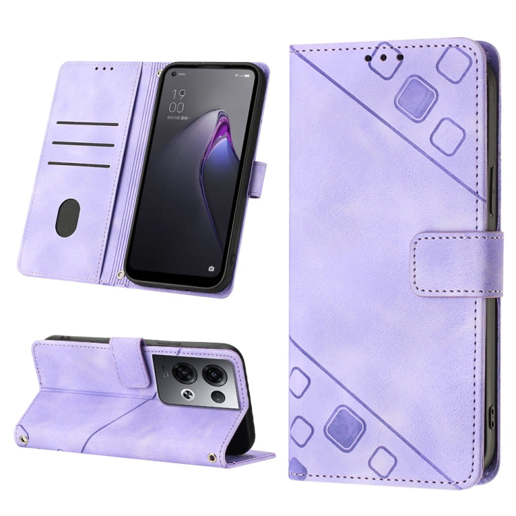 Skin-feel Embossed Leather Phone Case, For OPPO Reno7 5G Foreign / Find X5 Lite, For OPPO Reno8 5G, For OPPO Reno8 Pro 5G