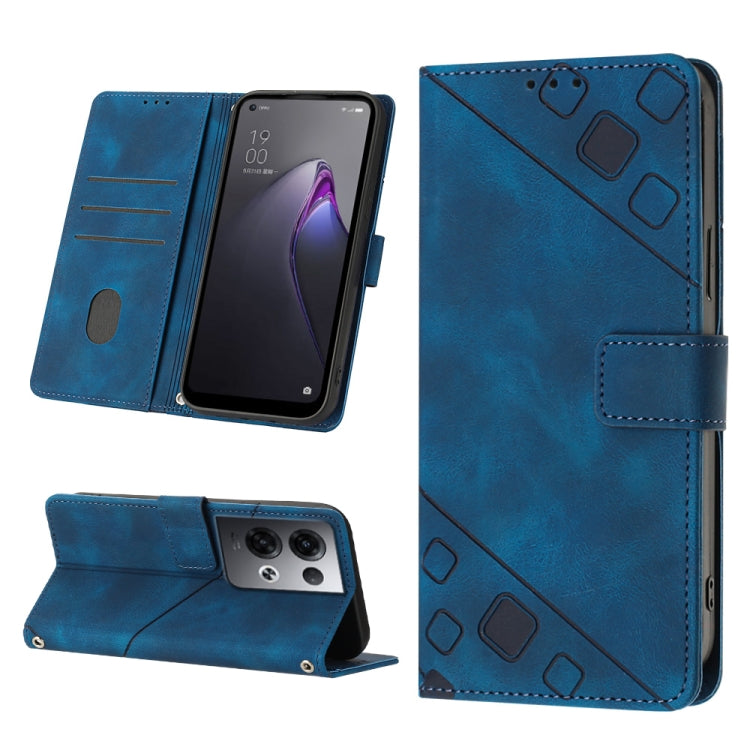 Skin-feel Embossed Leather Phone Case, For OPPO Reno7 5G Foreign / Find X5 Lite, For OPPO Reno8 5G, For OPPO Reno8 Pro 5G