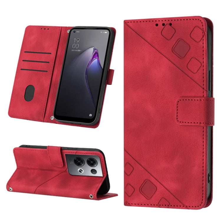 Skin-feel Embossed Leather Phone Case, For OPPO Reno7 5G Foreign / Find X5 Lite, For OPPO Reno8 5G, For OPPO Reno8 Pro 5G