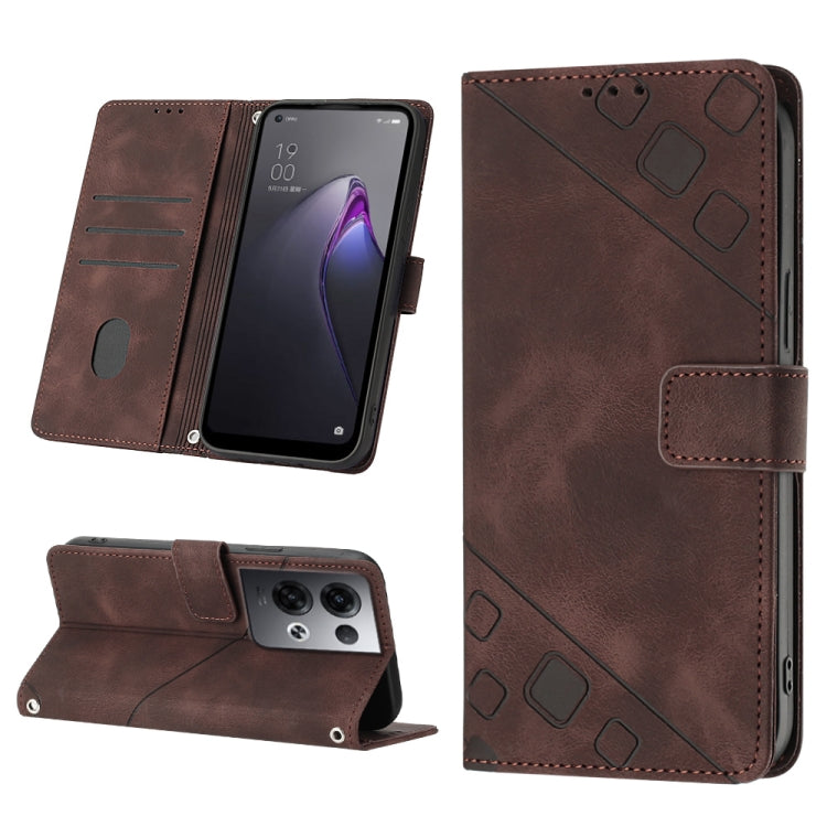 Skin-feel Embossed Leather Phone Case, For OPPO Reno7 5G Foreign / Find X5 Lite, For OPPO Reno8 5G, For OPPO Reno8 Pro 5G