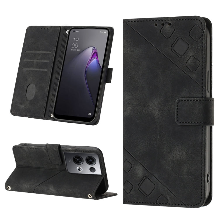 Skin-feel Embossed Leather Phone Case, For OPPO Reno7 5G Foreign / Find X5 Lite, For OPPO Reno8 5G, For OPPO Reno8 Pro 5G