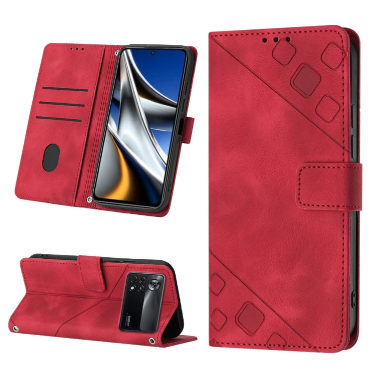 Skin-feel Embossed Leather Phone Case, For Xiaomi Poco X4 Pro 5G, For Xiaomi Redmi 10 2022 / Note 11 4G, For Xiaomi Redmi 10 Prime+ 5G, For Xiaomi Redmi 10A, For Xiaomi Redmi 10C 4G, For Xiaomi Redmi A1, For Xiaomi Redmi K50 Pro / K50                  ...