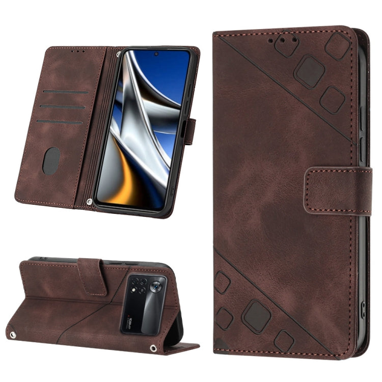 Skin-feel Embossed Leather Phone Case, For Xiaomi Poco X4 Pro 5G, For Xiaomi Redmi 10 2022 / Note 11 4G, For Xiaomi Redmi 10 Prime+ 5G, For Xiaomi Redmi 10A, For Xiaomi Redmi 10C 4G, For Xiaomi Redmi A1, For Xiaomi Redmi K50 Pro / K50                  ...