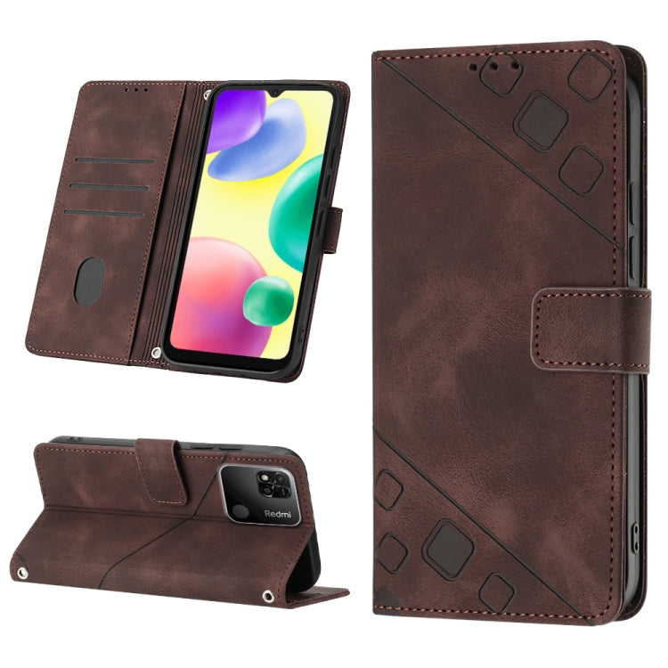 Skin-feel Embossed Leather Phone Case, For Xiaomi Poco X4 Pro 5G, For Xiaomi Redmi 10 2022 / Note 11 4G, For Xiaomi Redmi 10 Prime+ 5G, For Xiaomi Redmi 10A, For Xiaomi Redmi 10C 4G, For Xiaomi Redmi A1, For Xiaomi Redmi K50 Pro / K50                  ...