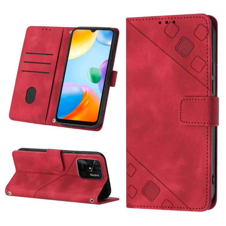 Skin-feel Embossed Leather Phone Case, For Xiaomi Poco X4 Pro 5G, For Xiaomi Redmi 10 2022 / Note 11 4G, For Xiaomi Redmi 10 Prime+ 5G, For Xiaomi Redmi 10A, For Xiaomi Redmi 10C 4G, For Xiaomi Redmi A1, For Xiaomi Redmi K50 Pro / K50                  ...