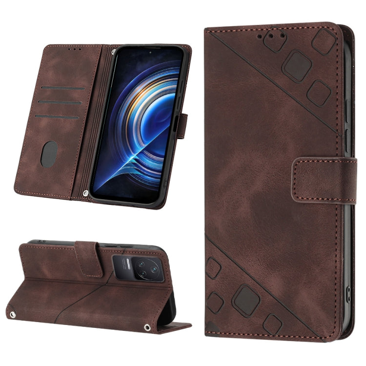 Skin-feel Embossed Leather Phone Case, For Xiaomi Poco X4 Pro 5G, For Xiaomi Redmi 10 2022 / Note 11 4G, For Xiaomi Redmi 10 Prime+ 5G, For Xiaomi Redmi 10A, For Xiaomi Redmi 10C 4G, For Xiaomi Redmi A1, For Xiaomi Redmi K50 Pro / K50                  ...