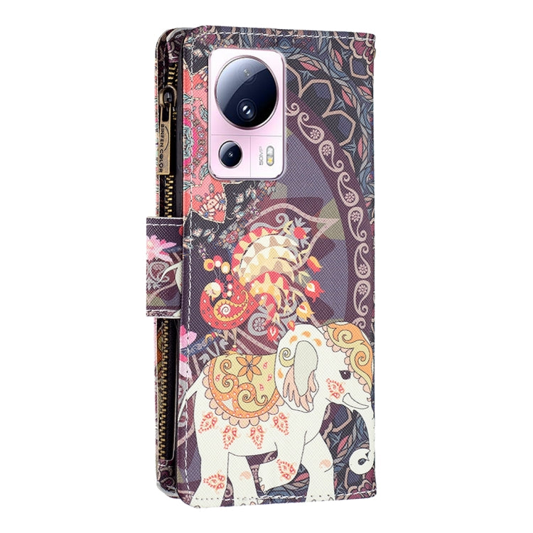 Colored Drawing Pattern Zipper Phone Leather Case, For Xiaomi 13 Lite / Civi 2