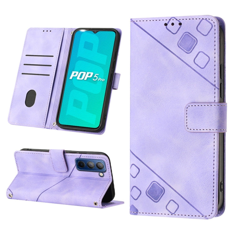 Skin-feel Embossed Leather Phone Case, For Tecno Camon 18i, For Tecno Pop 5 Go, For Tecno Pop 5 LTE, For Tecno Pop 5P, For Tecno Pova 2, For Tecno Pova Neo, For Tecno Spark 8, For Tecno Spark 8P