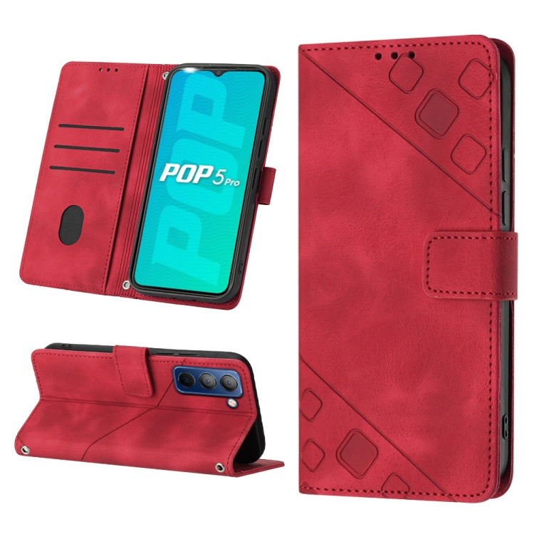 Skin-feel Embossed Leather Phone Case, For Tecno Camon 18i, For Tecno Pop 5 Go, For Tecno Pop 5 LTE, For Tecno Pop 5P, For Tecno Pova 2, For Tecno Pova Neo, For Tecno Spark 8, For Tecno Spark 8P