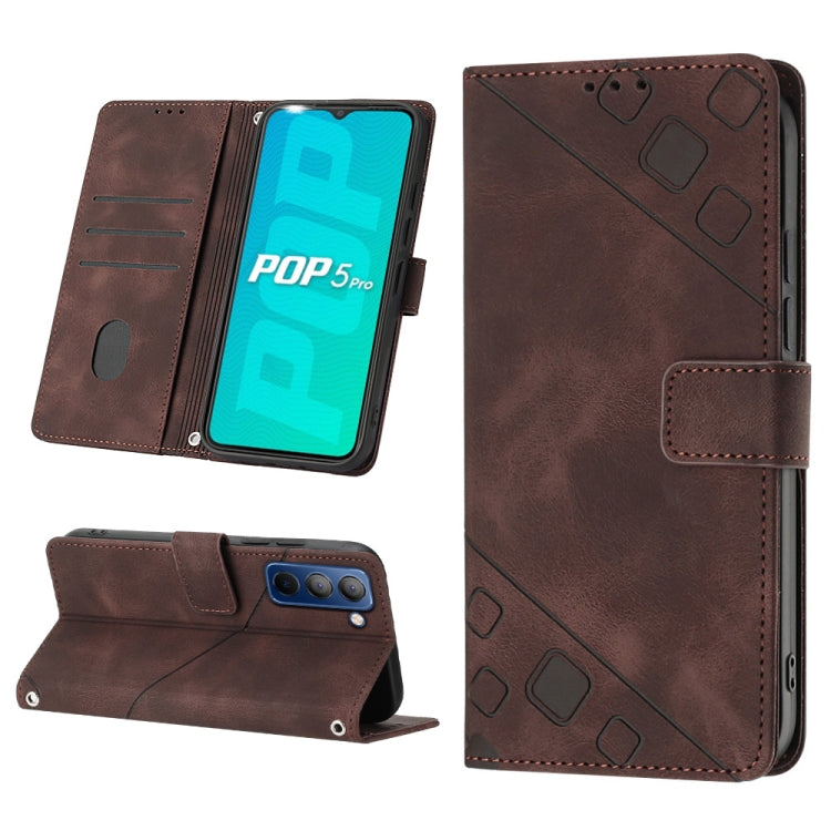 Skin-feel Embossed Leather Phone Case, For Tecno Camon 18i, For Tecno Pop 5 Go, For Tecno Pop 5 LTE, For Tecno Pop 5P, For Tecno Pova 2, For Tecno Pova Neo, For Tecno Spark 8, For Tecno Spark 8P