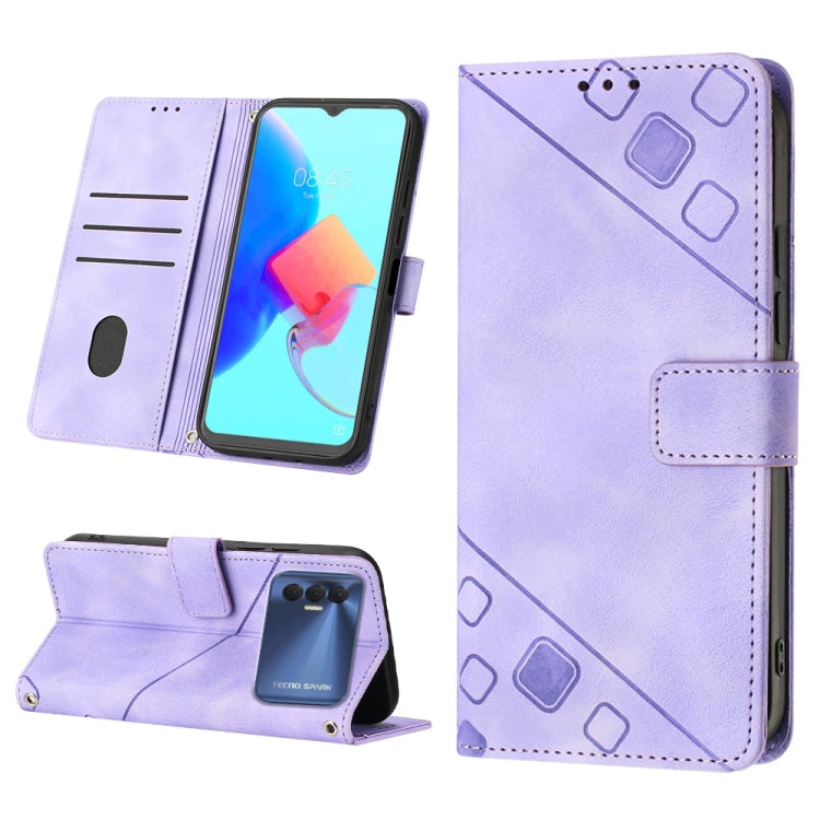 Skin-feel Embossed Leather Phone Case, For Tecno Camon 18i, For Tecno Pop 5 Go, For Tecno Pop 5 LTE, For Tecno Pop 5P, For Tecno Pova 2, For Tecno Pova Neo, For Tecno Spark 8, For Tecno Spark 8P