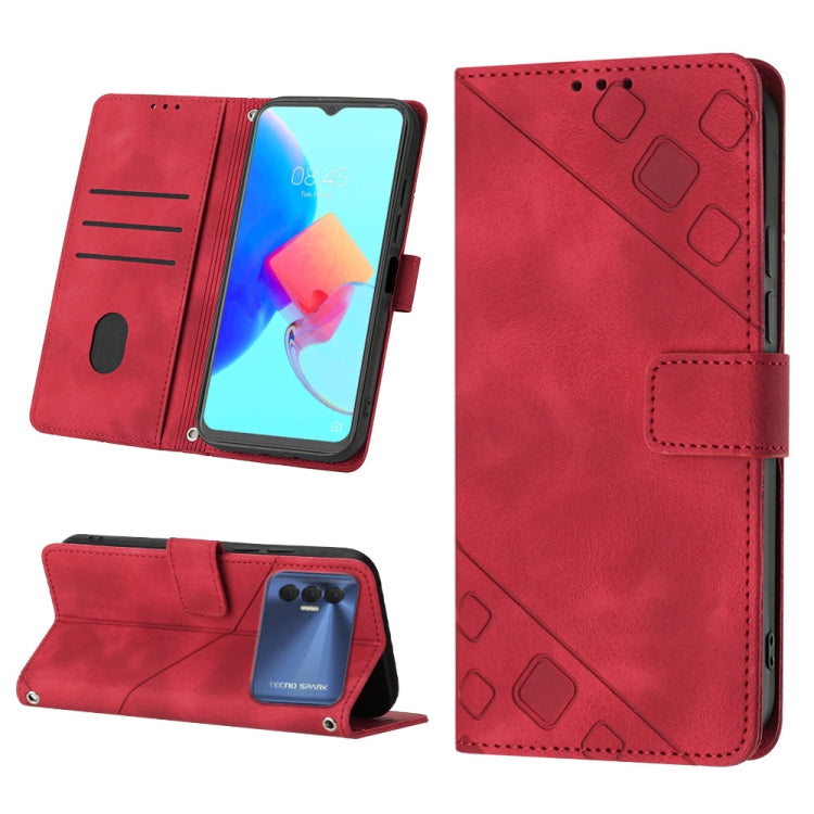 Skin-feel Embossed Leather Phone Case, For Tecno Camon 18i, For Tecno Pop 5 Go, For Tecno Pop 5 LTE, For Tecno Pop 5P, For Tecno Pova 2, For Tecno Pova Neo, For Tecno Spark 8, For Tecno Spark 8P