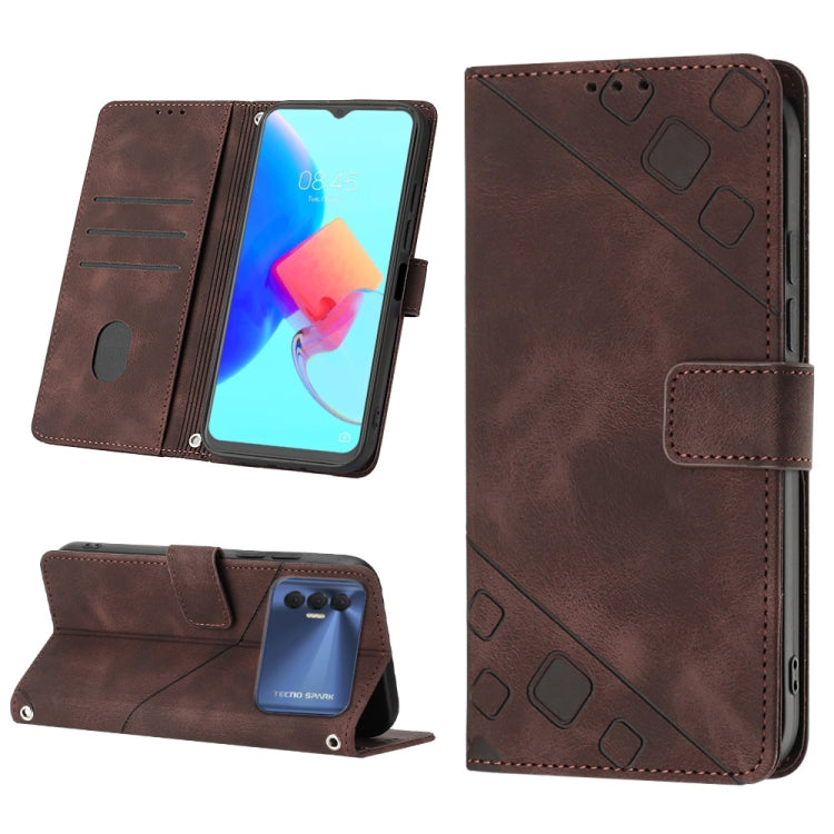 Skin-feel Embossed Leather Phone Case, For Tecno Camon 18i, For Tecno Pop 5 Go, For Tecno Pop 5 LTE, For Tecno Pop 5P, For Tecno Pova 2, For Tecno Pova Neo, For Tecno Spark 8, For Tecno Spark 8P