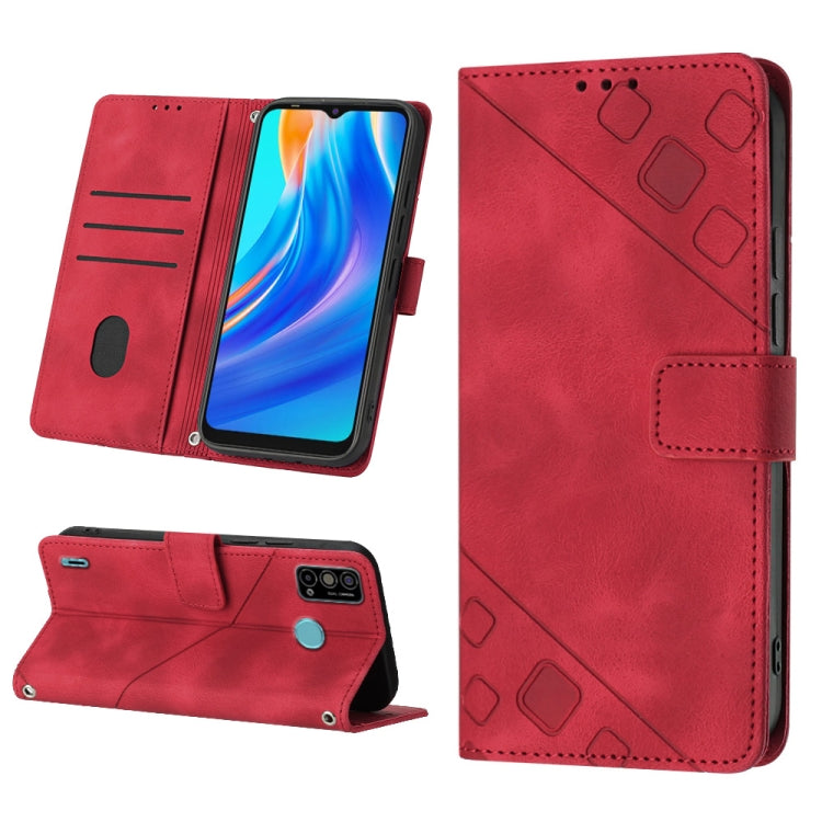 Skin-feel Embossed Leather Phone Case, For Tecno Spark Go 2021, For Tecno Spark Go 2022