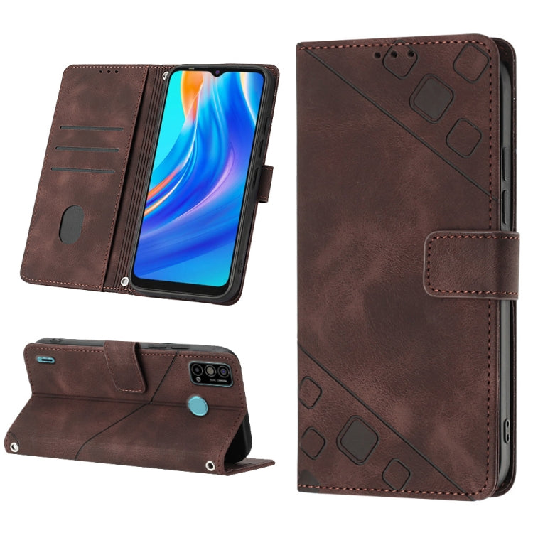 Skin-feel Embossed Leather Phone Case, For Tecno Spark Go 2021, For Tecno Spark Go 2022