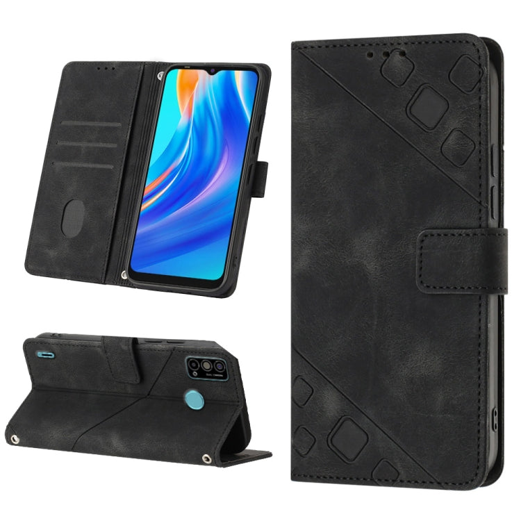 Skin-feel Embossed Leather Phone Case, For Tecno Spark Go 2021, For Tecno Spark Go 2022