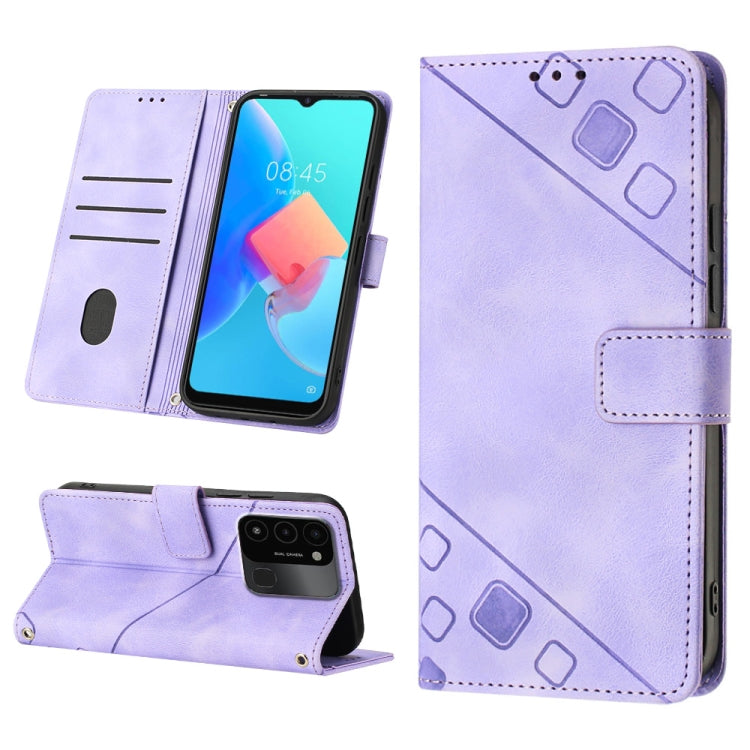 Skin-feel Embossed Leather Phone Case, For Tecno Spark Go 2021, For Tecno Spark Go 2022