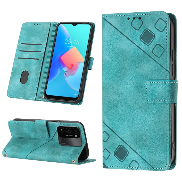 Skin-feel Embossed Leather Phone Case, For Tecno Spark Go 2021, For Tecno Spark Go 2022