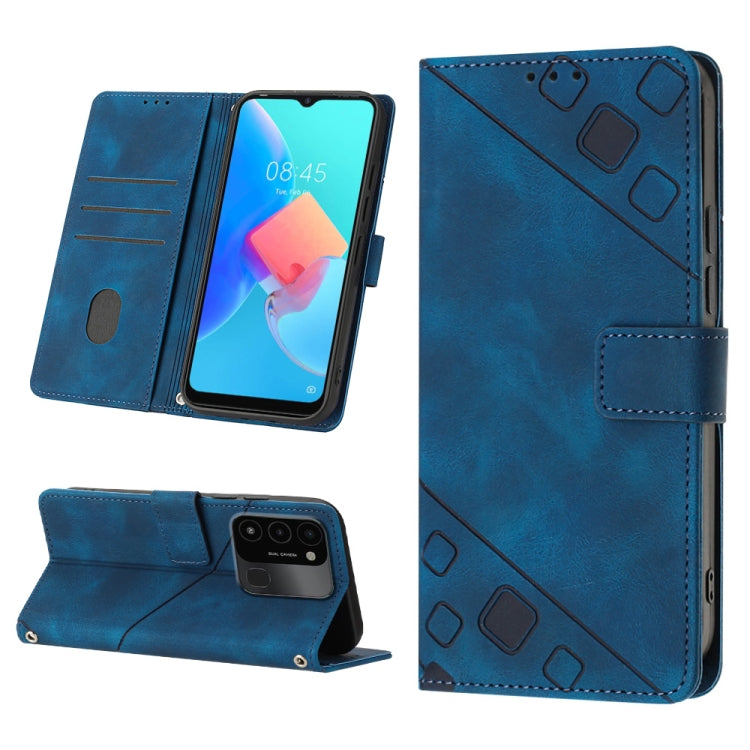 Skin-feel Embossed Leather Phone Case, For Tecno Spark Go 2021, For Tecno Spark Go 2022