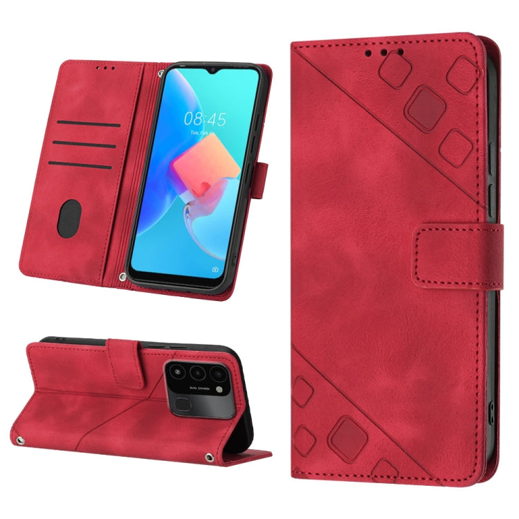 Skin-feel Embossed Leather Phone Case, For Tecno Spark Go 2021, For Tecno Spark Go 2022