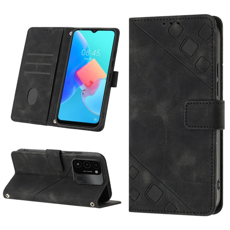 Skin-feel Embossed Leather Phone Case, For Tecno Spark Go 2021, For Tecno Spark Go 2022