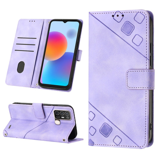 Skin-feel Embossed Leather Phone Case, For ZTE Blade A52, For ZTE Blade A72
