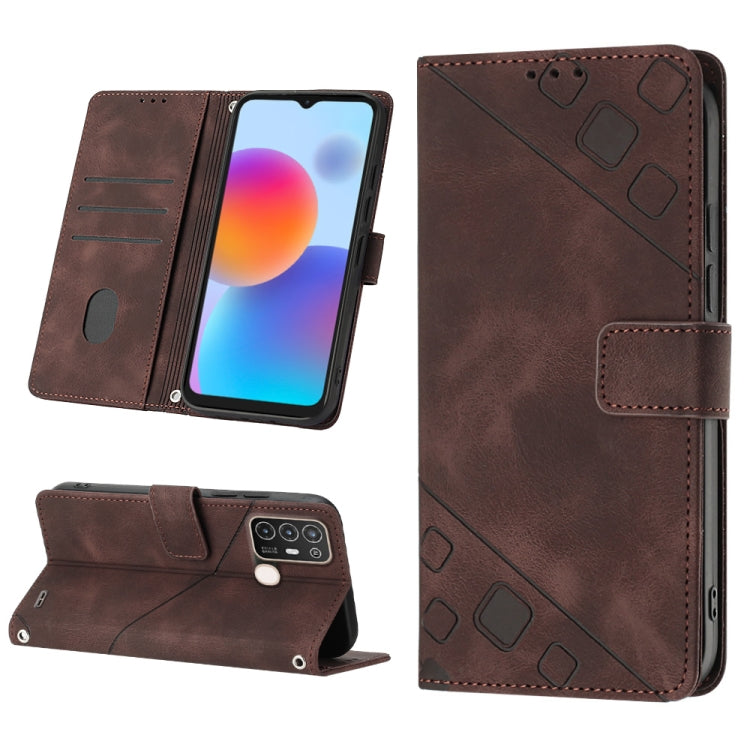 Skin-feel Embossed Leather Phone Case, For ZTE Blade A52, For ZTE Blade A72