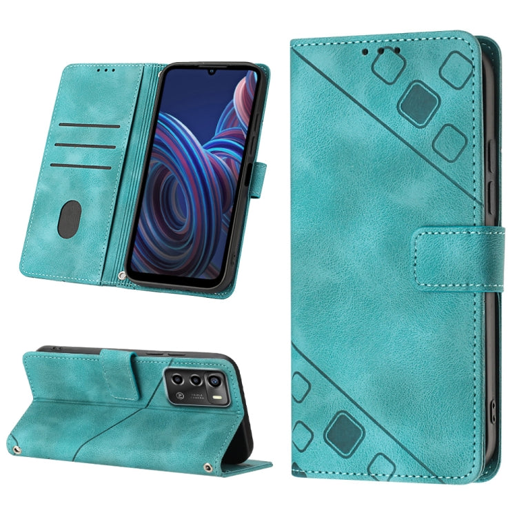 Skin-feel Embossed Leather Phone Case, For ZTE Blade A52, For ZTE Blade A72
