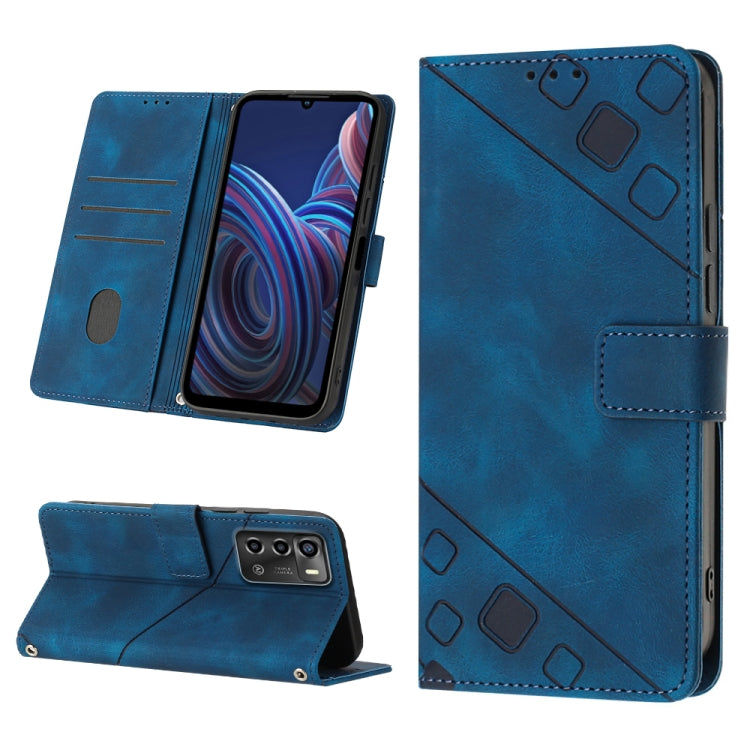 Skin-feel Embossed Leather Phone Case, For ZTE Blade A52, For ZTE Blade A72