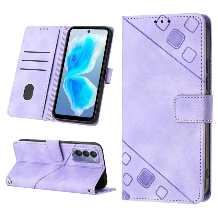 Skin-feel Embossed Leather Phone Case, For Tecno Camon 18 / 18 P, For Tecno Camon 18 Premier, For Tecno Camon 19, For Tecno Camon 19 Neo, For Tecno Camon 19 Pro 5G, For Tecno Pop 6, For Tecno Pop 6 Pro, For Tecno Pova 3 LE7