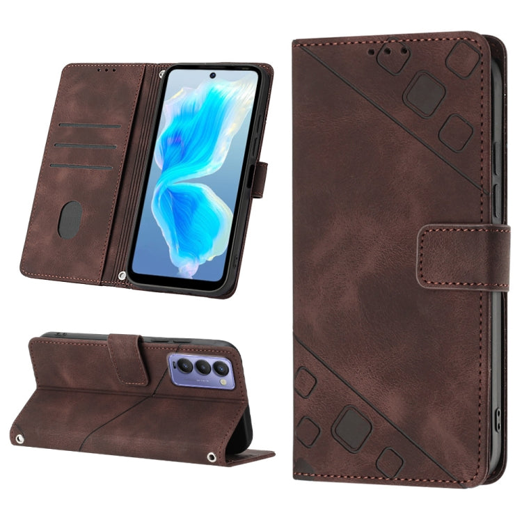 Skin-feel Embossed Leather Phone Case, For Tecno Camon 18 / 18 P, For Tecno Camon 18 Premier, For Tecno Camon 19, For Tecno Camon 19 Neo, For Tecno Camon 19 Pro 5G, For Tecno Pop 6, For Tecno Pop 6 Pro, For Tecno Pova 3 LE7