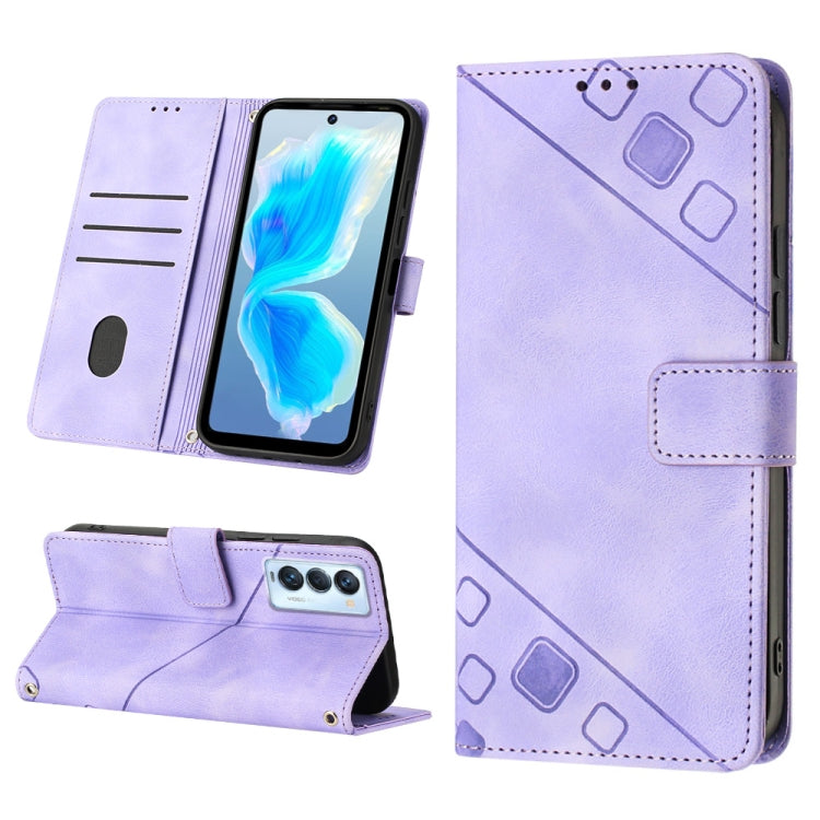 Skin-feel Embossed Leather Phone Case, For Tecno Camon 18 / 18 P, For Tecno Camon 18 Premier, For Tecno Camon 19, For Tecno Camon 19 Neo, For Tecno Camon 19 Pro 5G, For Tecno Pop 6, For Tecno Pop 6 Pro, For Tecno Pova 3 LE7