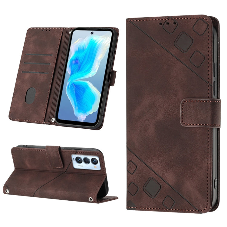 Skin-feel Embossed Leather Phone Case, For Tecno Camon 18 / 18 P, For Tecno Camon 18 Premier, For Tecno Camon 19, For Tecno Camon 19 Neo, For Tecno Camon 19 Pro 5G, For Tecno Pop 6, For Tecno Pop 6 Pro, For Tecno Pova 3 LE7