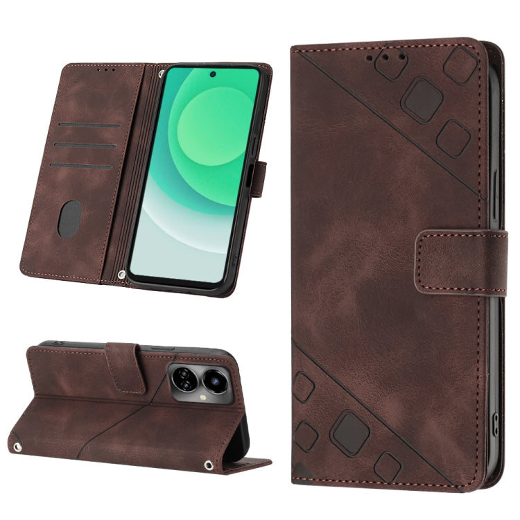 Skin-feel Embossed Leather Phone Case, For Tecno Camon 18 / 18 P, For Tecno Camon 18 Premier, For Tecno Camon 19, For Tecno Camon 19 Neo, For Tecno Camon 19 Pro 5G, For Tecno Pop 6, For Tecno Pop 6 Pro, For Tecno Pova 3 LE7