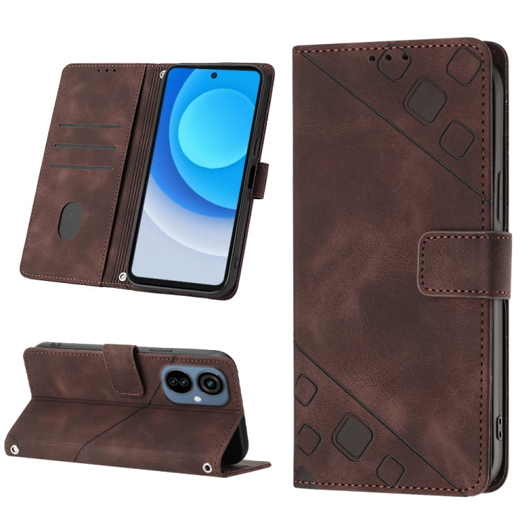 Skin-feel Embossed Leather Phone Case, For Tecno Camon 18 / 18 P, For Tecno Camon 18 Premier, For Tecno Camon 19, For Tecno Camon 19 Neo, For Tecno Camon 19 Pro 5G, For Tecno Pop 6, For Tecno Pop 6 Pro, For Tecno Pova 3 LE7