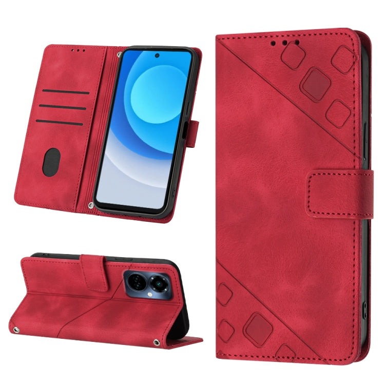 Skin-feel Embossed Leather Phone Case, For Tecno Camon 18 / 18 P, For Tecno Camon 18 Premier, For Tecno Camon 19, For Tecno Camon 19 Neo, For Tecno Camon 19 Pro 5G, For Tecno Pop 6, For Tecno Pop 6 Pro, For Tecno Pova 3 LE7