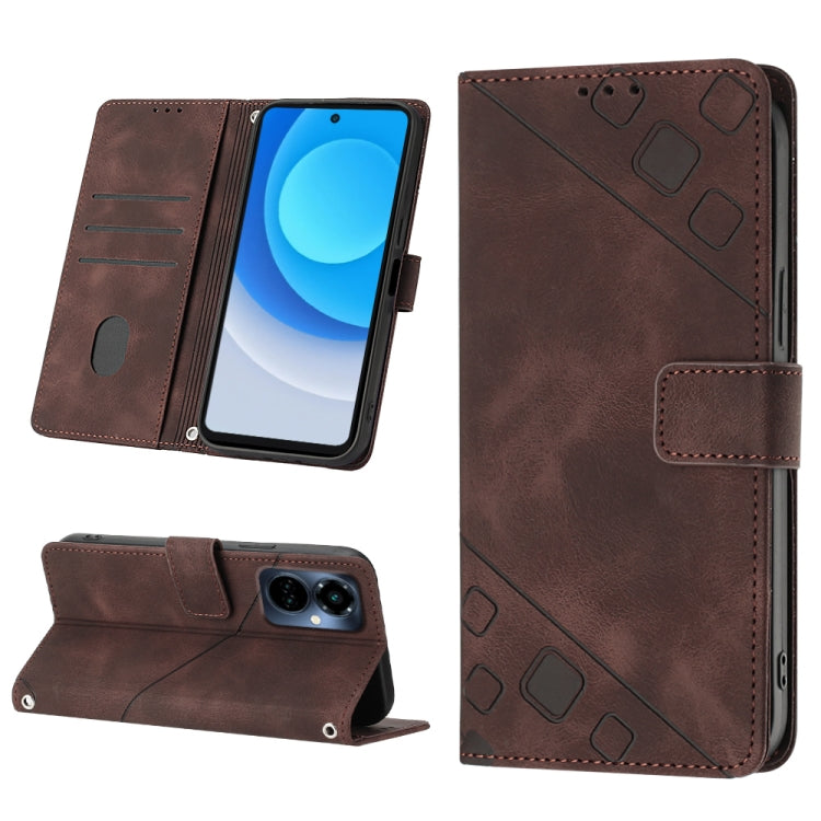 Skin-feel Embossed Leather Phone Case, For Tecno Camon 18 / 18 P, For Tecno Camon 18 Premier, For Tecno Camon 19, For Tecno Camon 19 Neo, For Tecno Camon 19 Pro 5G, For Tecno Pop 6, For Tecno Pop 6 Pro, For Tecno Pova 3 LE7