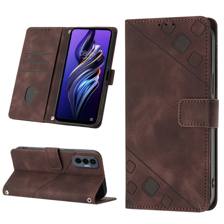 Skin-feel Embossed Leather Phone Case, For Tecno Camon 18 / 18 P, For Tecno Camon 18 Premier, For Tecno Camon 19, For Tecno Camon 19 Neo, For Tecno Camon 19 Pro 5G, For Tecno Pop 6, For Tecno Pop 6 Pro, For Tecno Pova 3 LE7