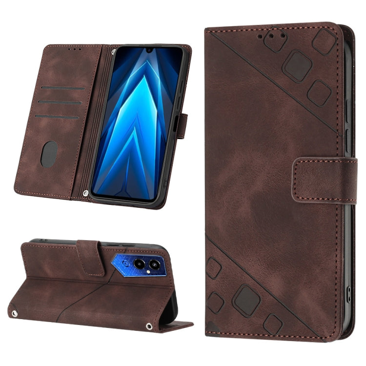 Skin-feel Embossed Leather Phone Case, For Tecno Pova 4 LG7n, For Tecno Pova Neo 2 LG6n, For Tecno Pova 4 Pro LG8n, For Tecno Spark 9 KG5p, For Tecno Spark 9 Pro / Spark 9T