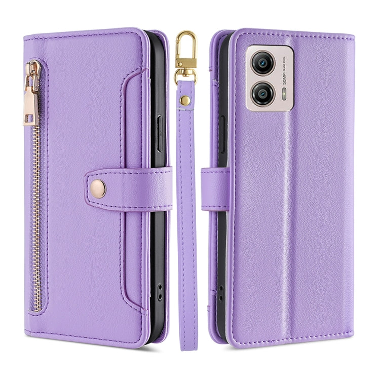 Sheep Texture Cross-body Zipper Wallet Leather Phone Case, For Motorola Moto G53 5G/G13 4G/G23 4G, For Motorola Moto G73 5G, For OPPO Reno8 T 5G/A1 Pro 5G, For Kyocera Android One S10, For OnePlus Ace 2/11R