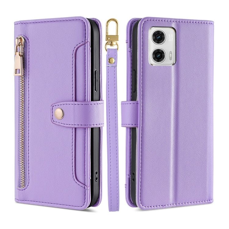 Sheep Texture Cross-body Zipper Wallet Leather Phone Case, For Motorola Moto G53 5G/G13 4G/G23 4G, For Motorola Moto G73 5G, For OPPO Reno8 T 5G/A1 Pro 5G, For Kyocera Android One S10, For OnePlus Ace 2/11R