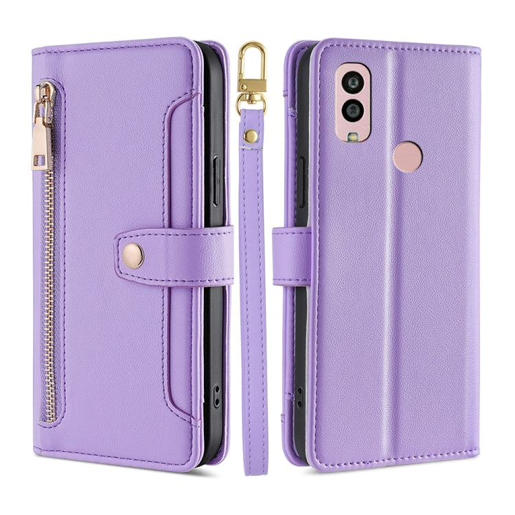 Sheep Texture Cross-body Zipper Wallet Leather Phone Case, For Motorola Moto G53 5G/G13 4G/G23 4G, For Motorola Moto G73 5G, For OPPO Reno8 T 5G/A1 Pro 5G, For Kyocera Android One S10, For OnePlus Ace 2/11R