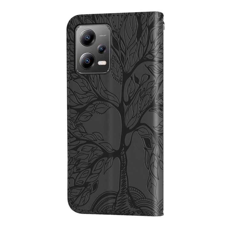 Life Tree Embossing Pattern Leather Phone Case, For Xiaomi Poco X5, For Xiaomi Poco X5 Pro