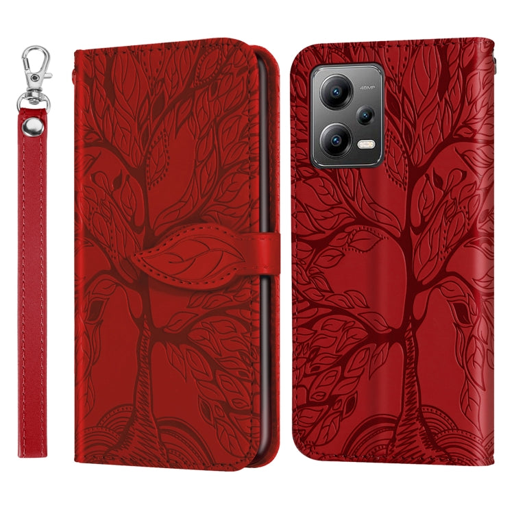 Life Tree Embossing Pattern Leather Phone Case, For Xiaomi Poco X5, For Xiaomi Poco X5 Pro