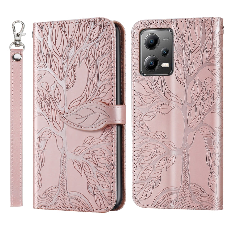 Life Tree Embossing Pattern Leather Phone Case, For Xiaomi Poco X5, For Xiaomi Poco X5 Pro