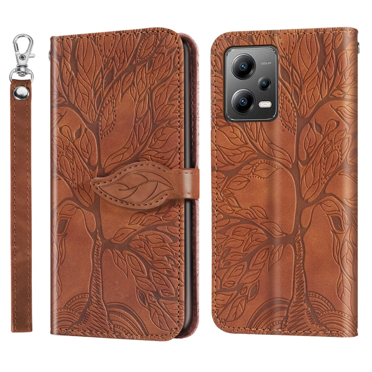 Life Tree Embossing Pattern Leather Phone Case, For Xiaomi Poco X5, For Xiaomi Poco X5 Pro