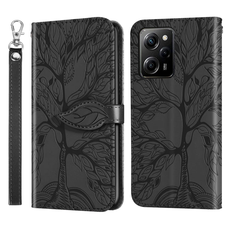 Life Tree Embossing Pattern Leather Phone Case, For Xiaomi Poco X5, For Xiaomi Poco X5 Pro