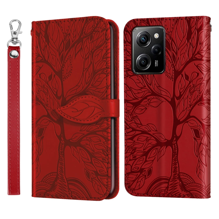 Life Tree Embossing Pattern Leather Phone Case, For Xiaomi Poco X5, For Xiaomi Poco X5 Pro